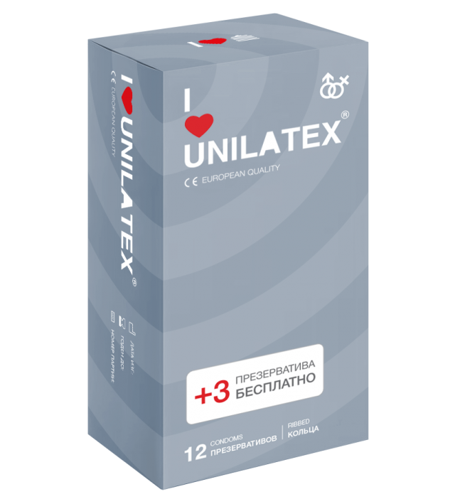 Презервативы "Unilatex" рифленая поверхность, кольца, 15шт   