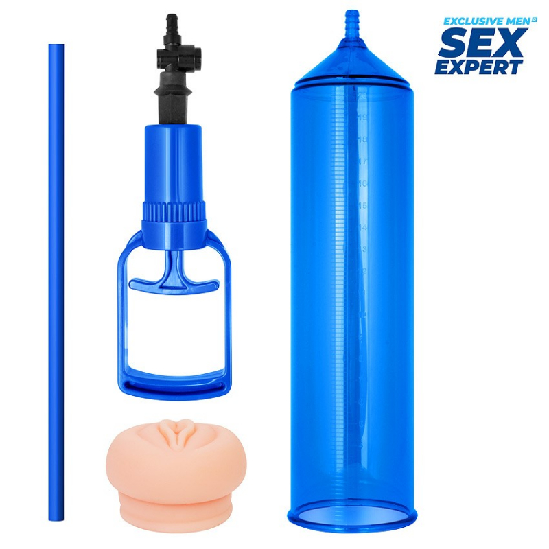 Вакуумная помпа с реалистичным уплотнителем "Sex Expert" синяя 