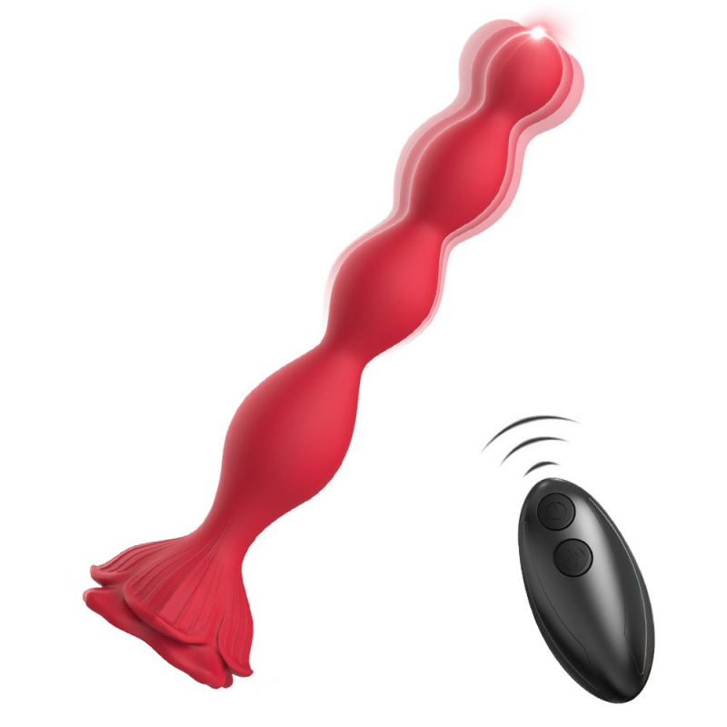 Анальная елочка с вибрацией "I-Moon Vibrator" на дистанционном управлении, красная 